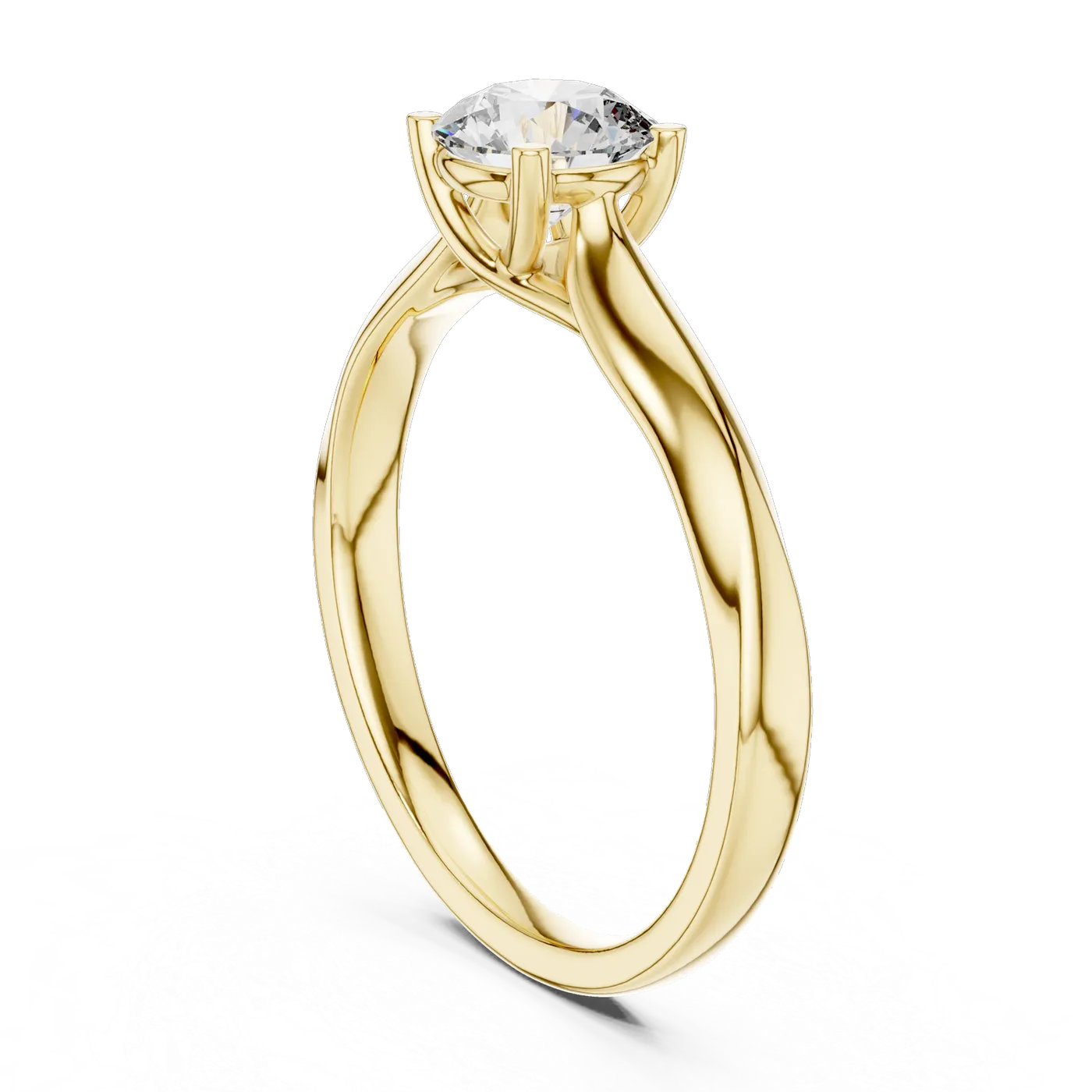 Bague de fiançailles Marguerite 0,59 ct en or jaune 18 carats, diamant rond, vue 1